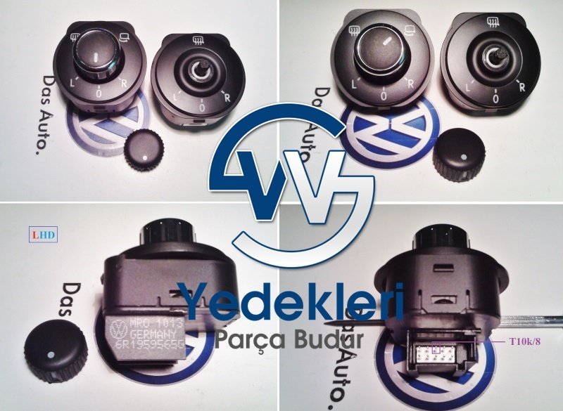 Volkswagen Polo Ayna Ayar Düğmesi KATLANIR TİP 6R1959565G REH - OEM / ORJINAL